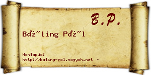 Báling Pál névjegykártya